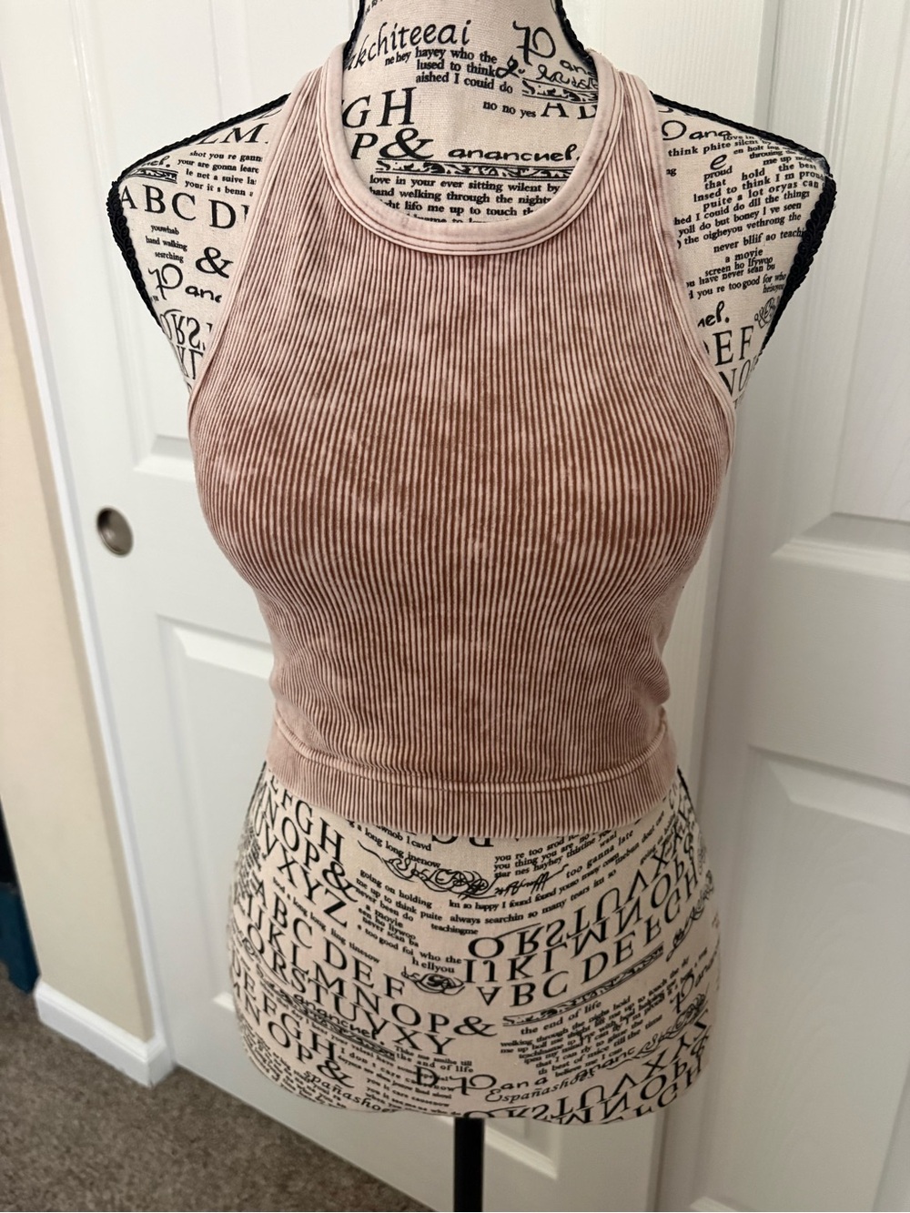 Zenana Outfitters Ribbed Racerback Cropped Tank - Mocha